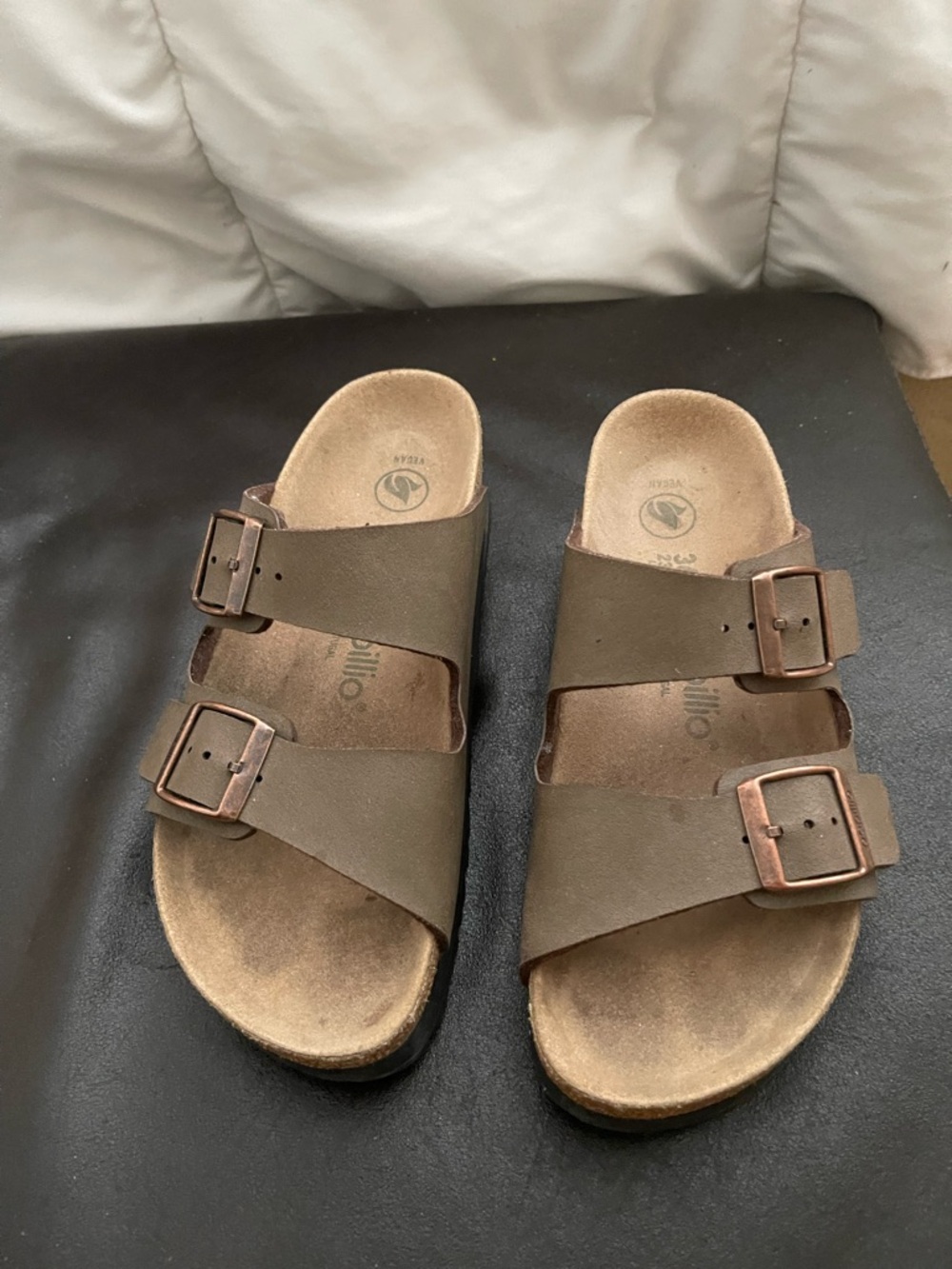 Birkenstock Brown Double-Buckle Leather Sandals